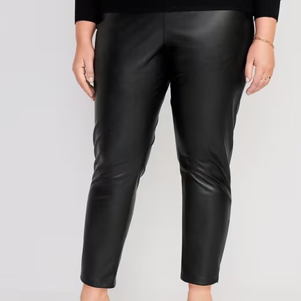 extra high waist faux leather pants NWOT